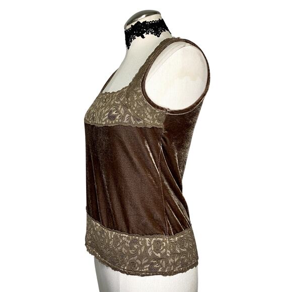 Vtg Y2K Susan Lawrence Brown Velvet Cottage-Core Coquette Blouse - Picture 7 of 11